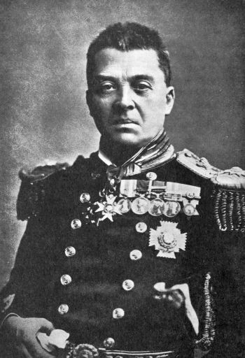 a sneering Lord wearing a uniform with many flashy medals