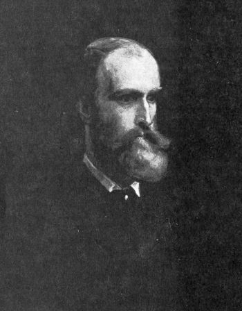 dark portrait of balding man with full beard and moustache