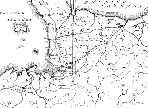 Map of Mt. St. Michel and NW France