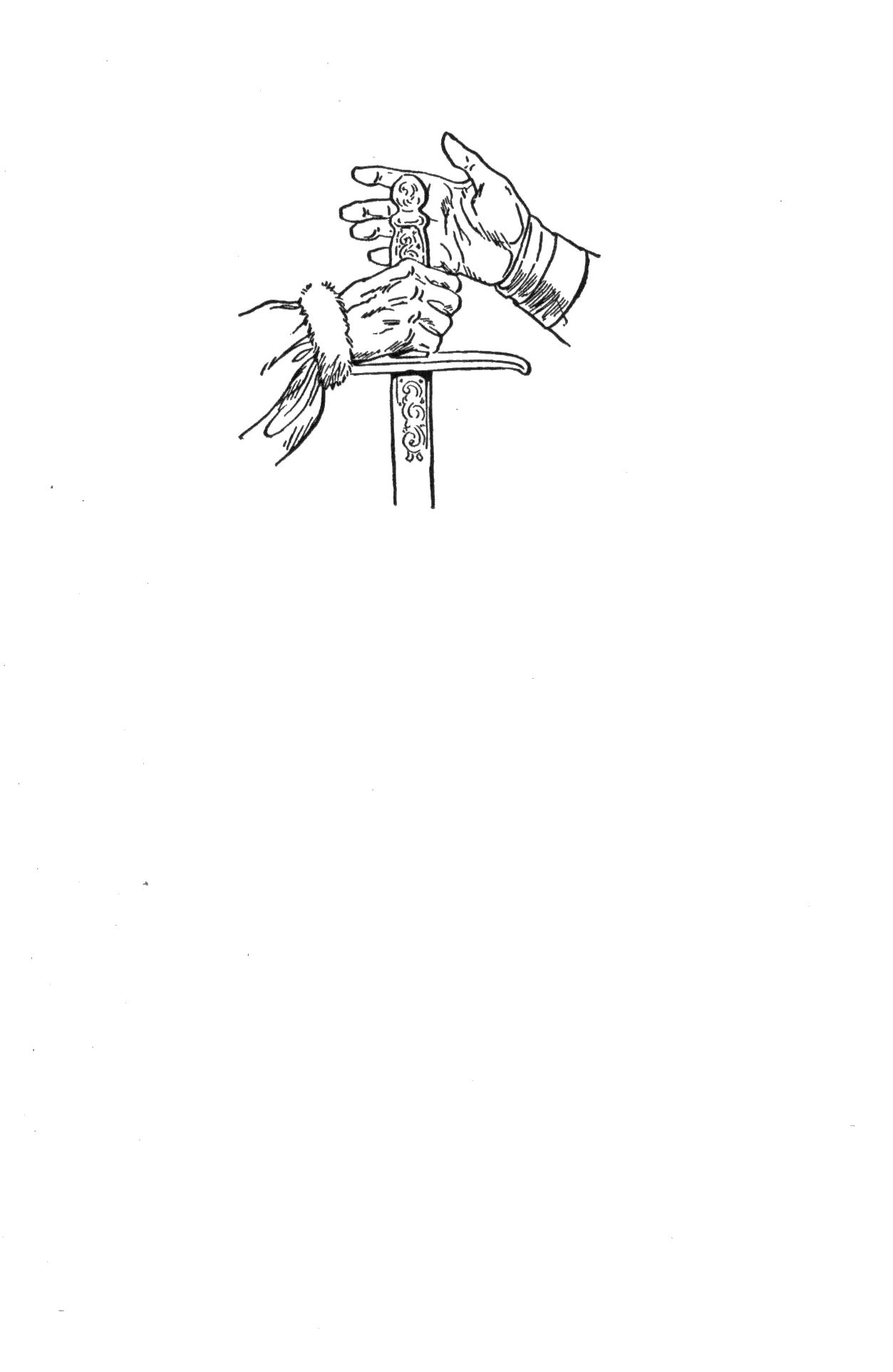 two hands on the hilt of a sword