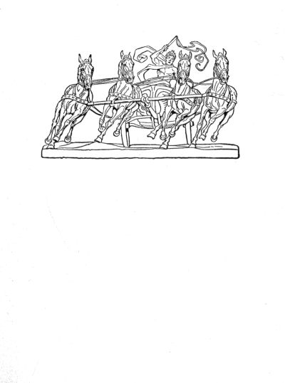 soldier in chariot driving four horses