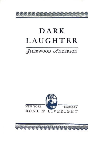 title page-Dark Laughter by Sherwood Anderson