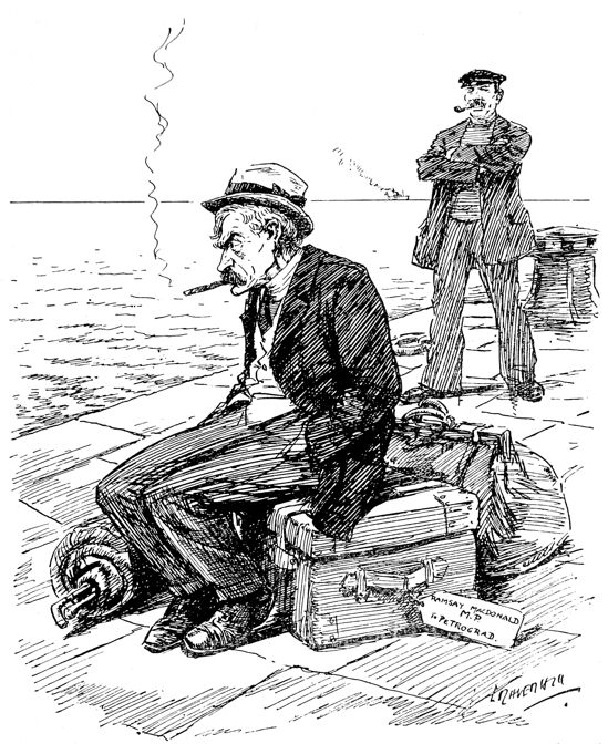 cartoon of man sitting disconsolate at the dockside