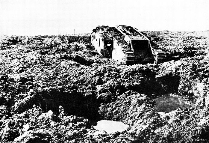 photo of tank mired in deep mud