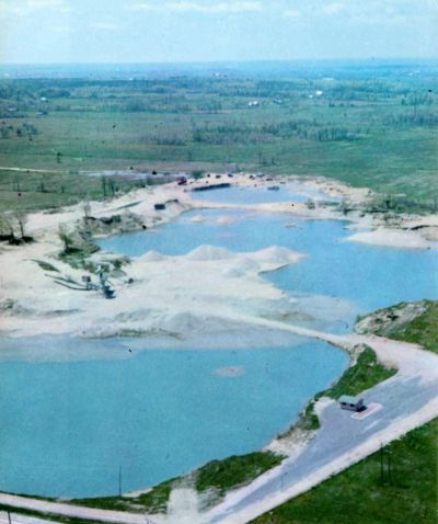 quarries filled with blue-green water