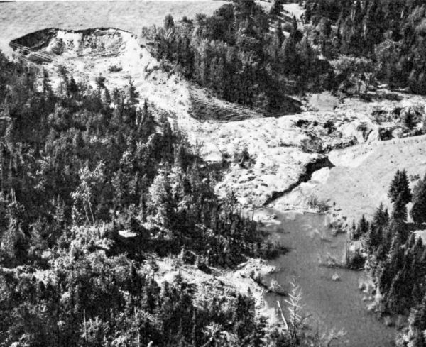 clay landslide blocking a stream