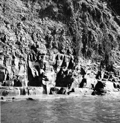 hillside with top layer of clay and lower layers of limestone