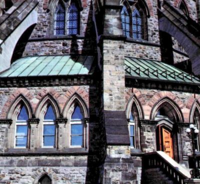 color photo of Nepean sandstone wall of library
