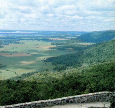 color photo from Champlain Lookout of valley below and Ottawa River