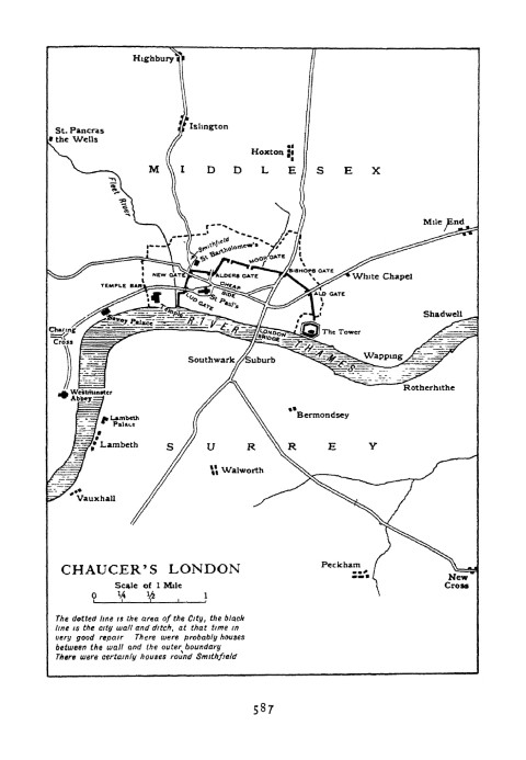 Map of London in the time of Chaucer