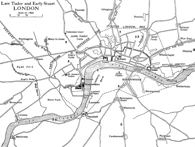 Map of London: Late Tudor Early Stuart period