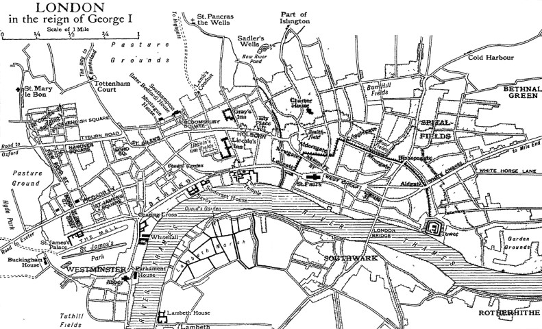 Map of London in the reign of George I