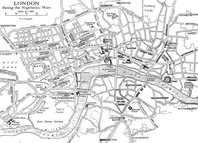 Map of London during Napoleonic wars