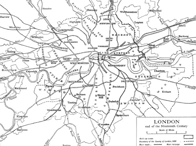 Map of London at the end of the Nineteenth Century