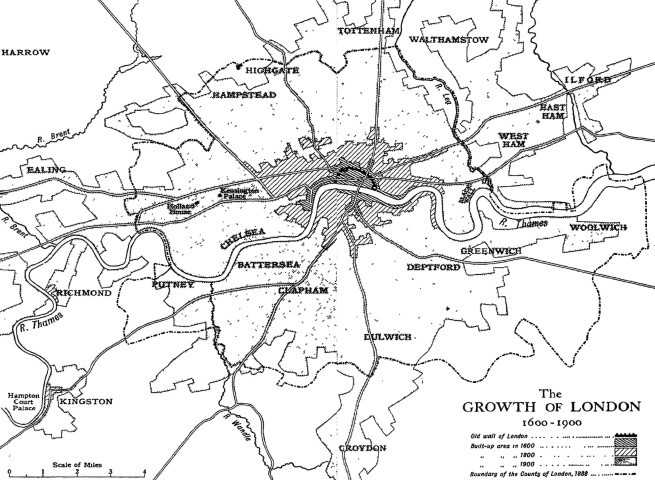 Map of the growth of London: 1600-1900