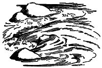 water swirling around rocks