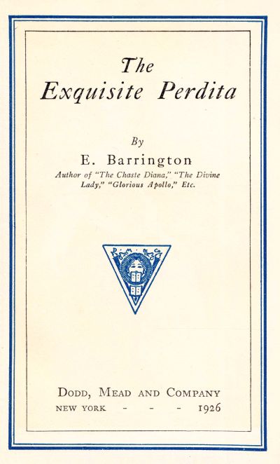 title page=The Exquisite Perdita by E. Barrington