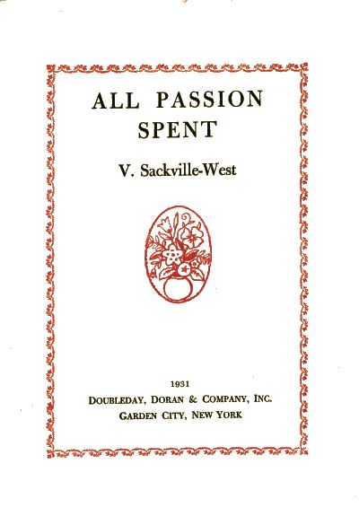 title page-All Passion Spent by V. Sackville-West
