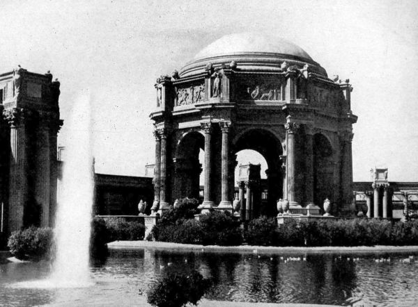 roman pillared rotunda on lake with fountain