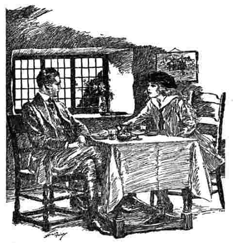 Man and woman talk at a meal