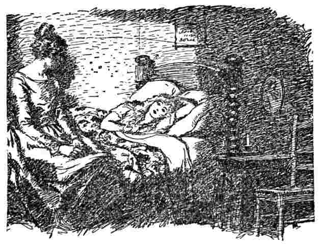 Woman sits on bed beside lying woman