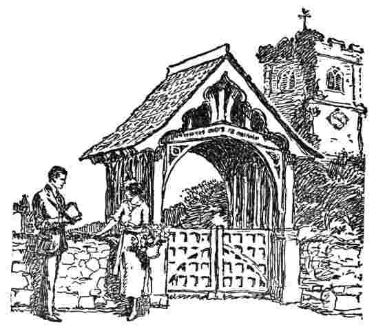 Man and woman meet outside church