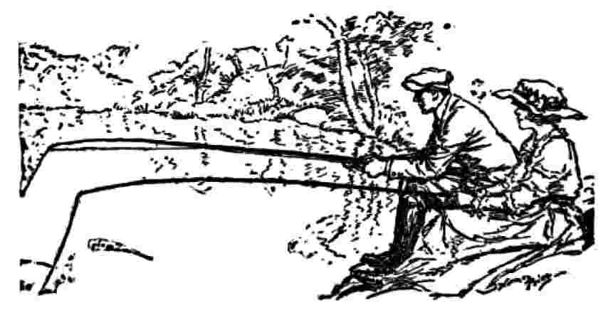 Man and woman fish in a pond