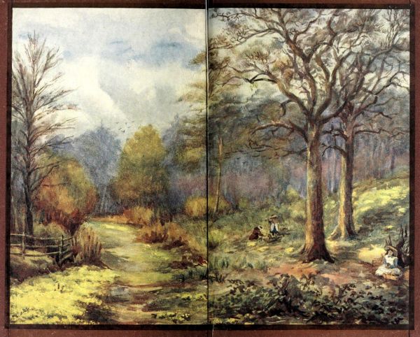 watercolor painting of path in the woods