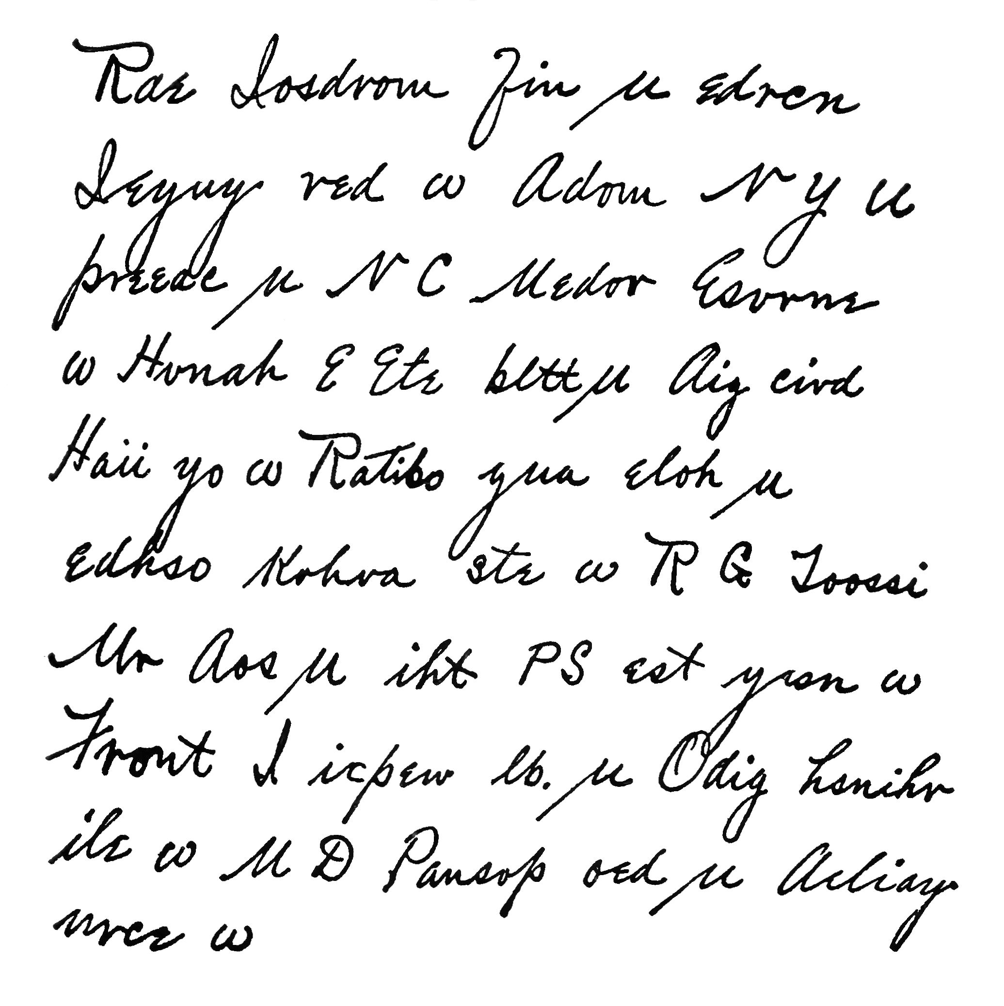 Page of handwriting in code